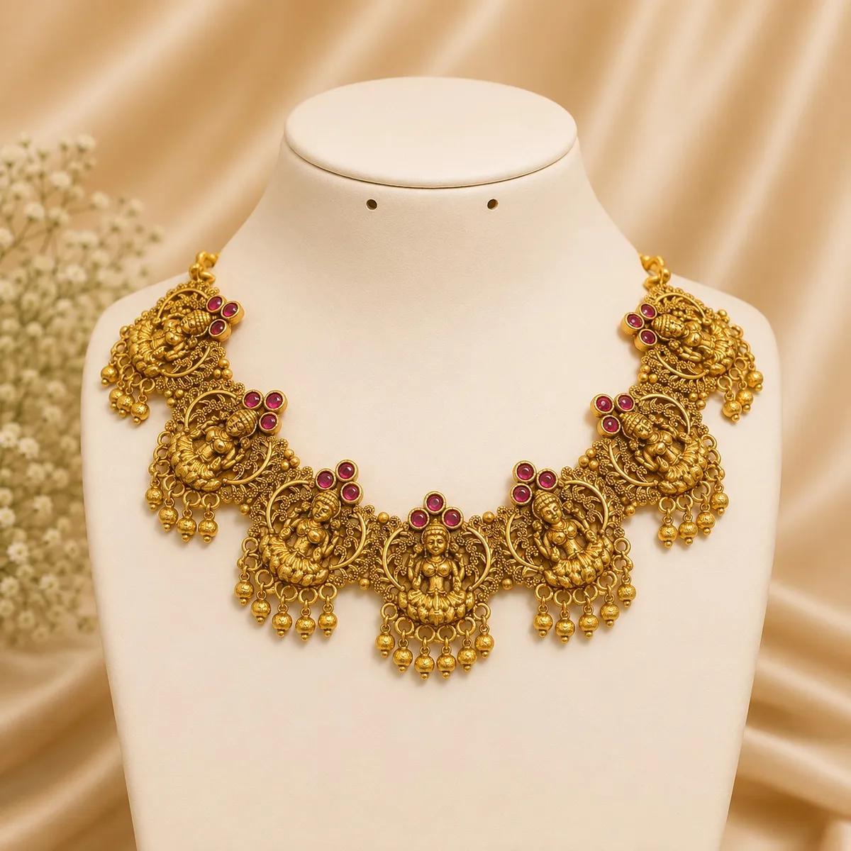 Antique Lakshmi Temple Statement Necklace (Swt-115)