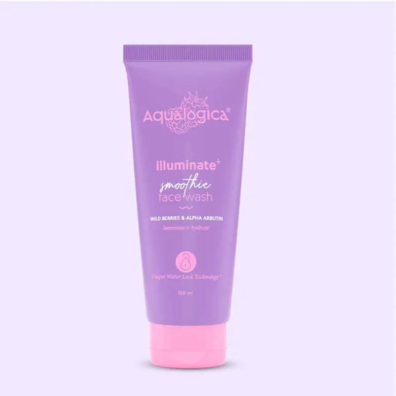 Aqualogica illuminate+ Smoothie Face Wash with Wild Berries & Alpha Arbutin for Gently Exfoliates & Hydrates Skin | For Glowing, Combination & Dry Skin -100ml