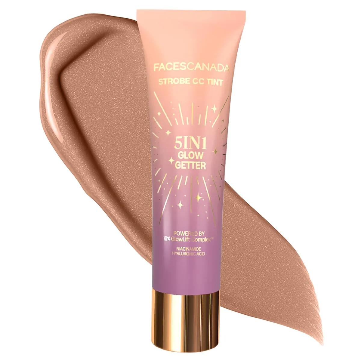 FACES CANADA Strobe CC Tint - Twilight Veil 03, 27ml | 5-in-1 Serum + Moisturizer + Primer + BB/CC Cream + Strobe Cream | Lightweight | Radiant Dewy Glass Skin Glow | Niacinamide & Hyaluronic Acid | For Medium To Tan Skin