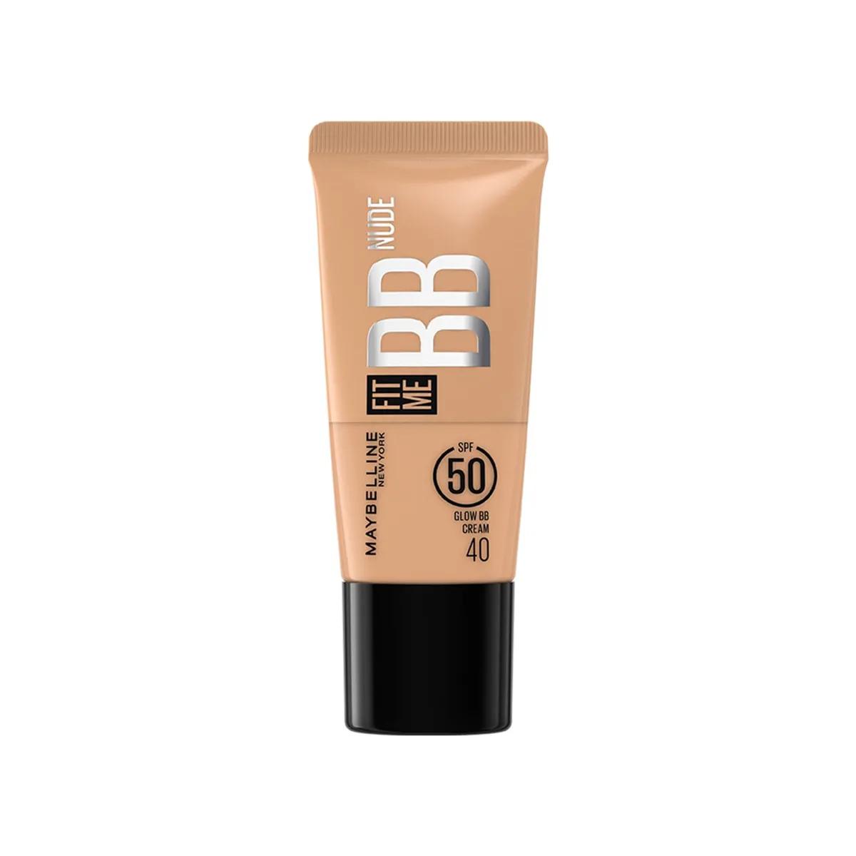 Maybelline New York Fit Me Glow BB Cream, SPF 50 + 24H Hydration With Niacinamide & Hyaluronic Acid, Dewy Finish for Normal to Dry Skin- Shade 40, 25ml