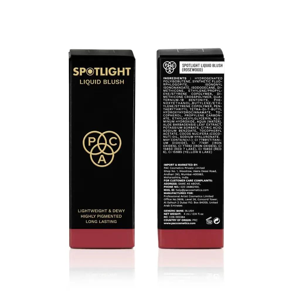 PAC Spotlight Liquid Blush Rosewood - Highly Pigmented Blendable Formula, Long Lasting Dewy Finish