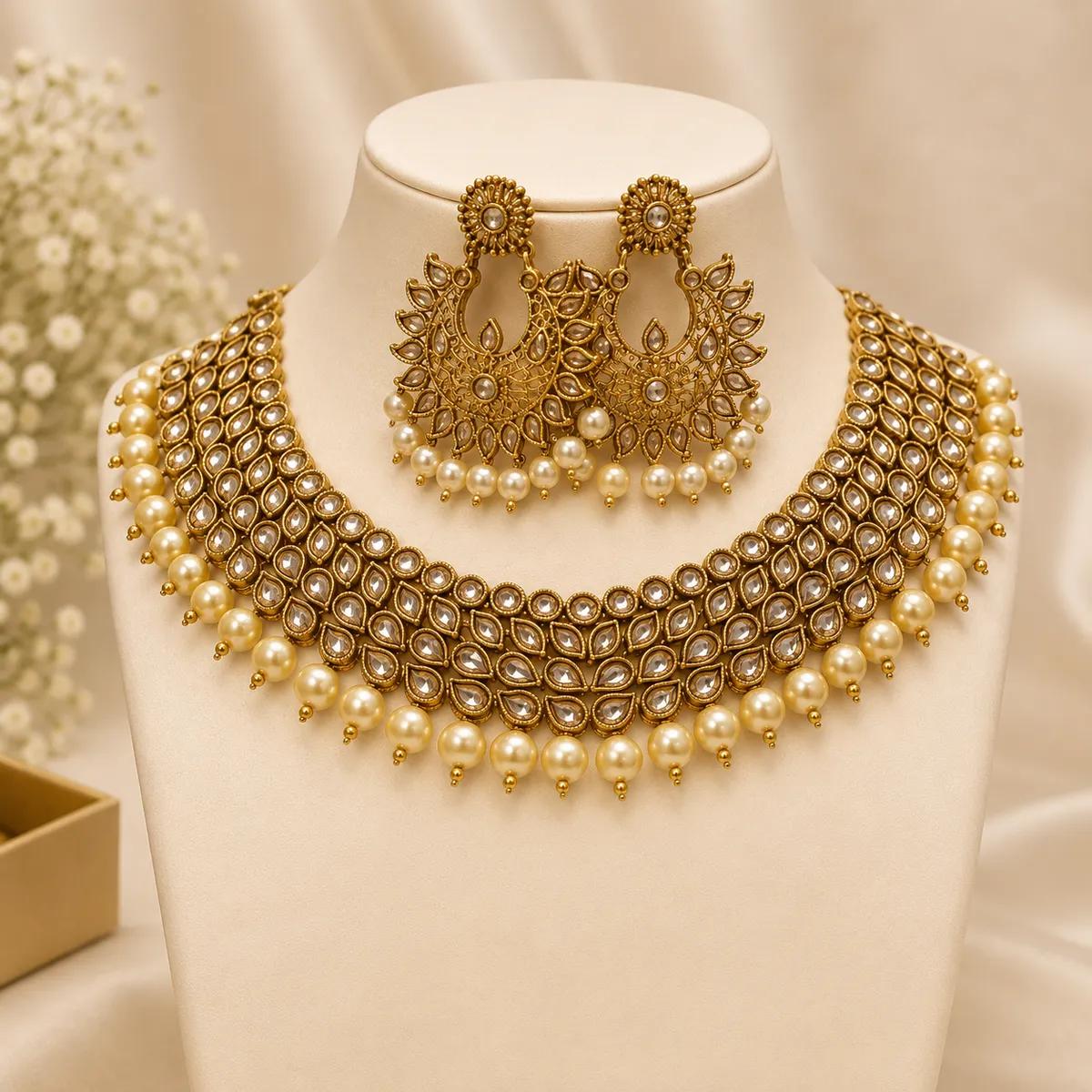 Royal Kundan Choker Necklace Set (17) | Necklace and Earring