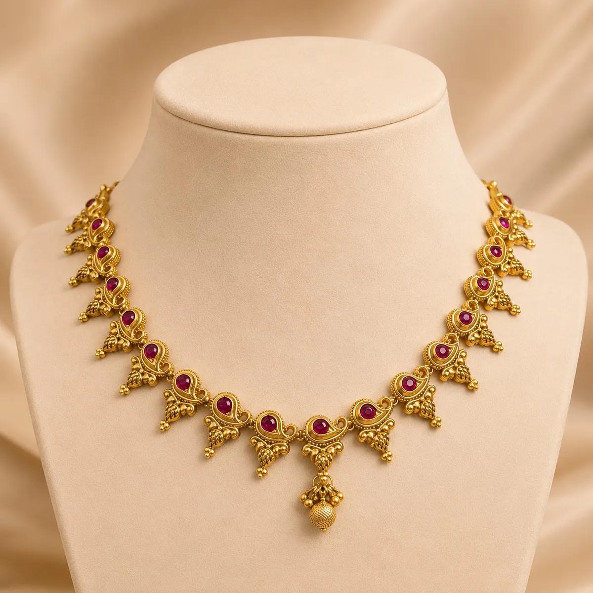 Ruby Paisley Temple Necklace (198)