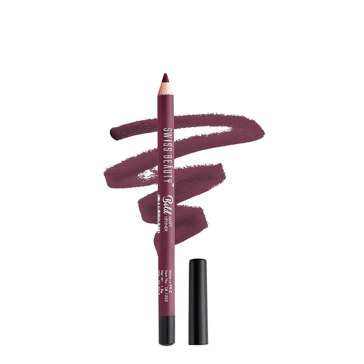 Swiss Beauty Bold Matt Lip Liner | Long-lasting |Matte Finish | Non-drying | Perfect Maroon-15, 1.6gm