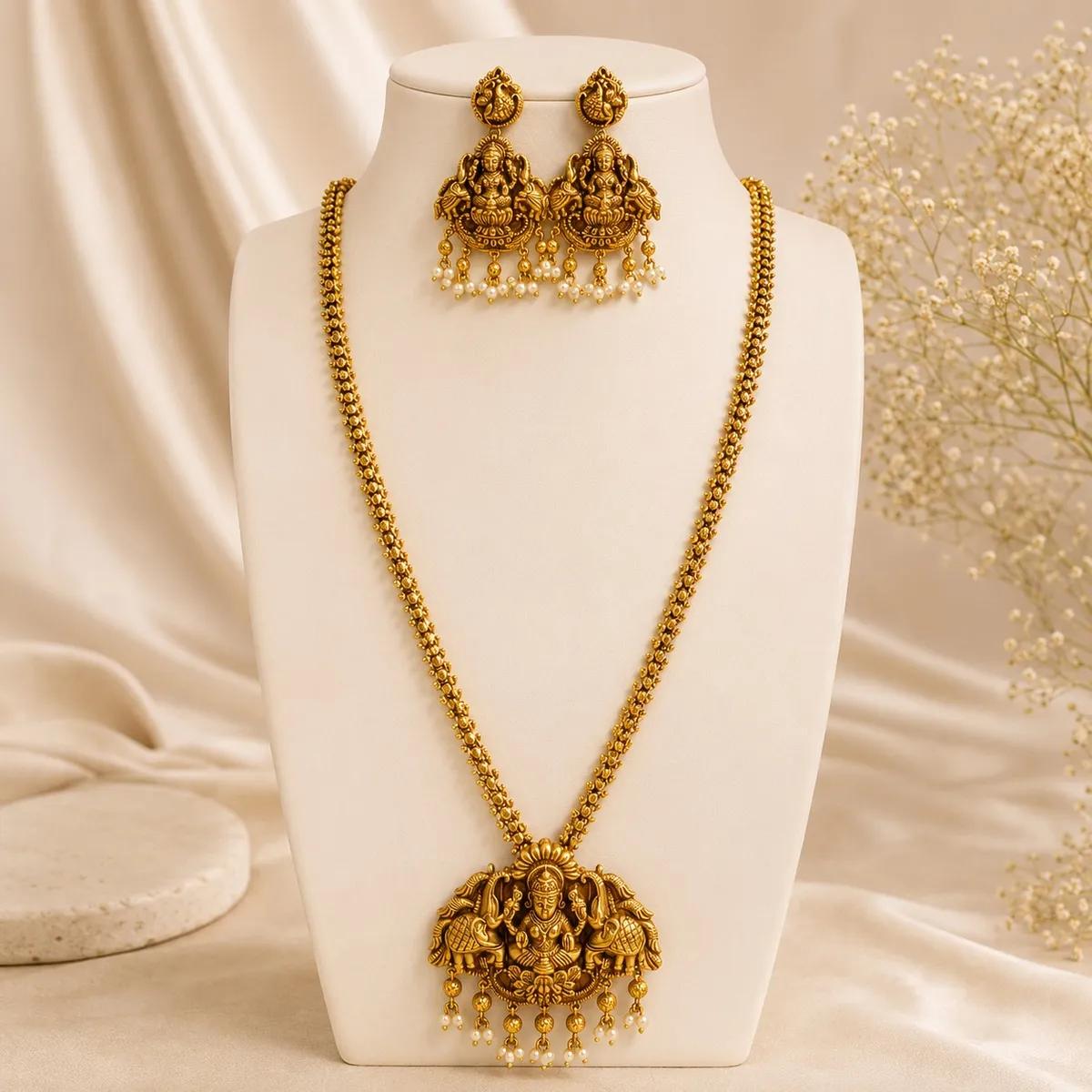 Temple Pendant Necklace Set (ANTIC 166) | Necklace and Earring
