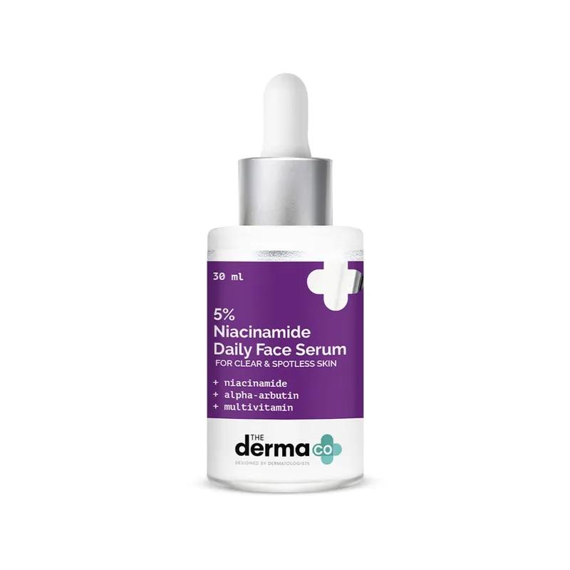 The Derma Co 5% Niacinamide Daily Face Serum with Alpha Arbutin & Multivitamin - 30ml | Clears Skin | Fades Spots